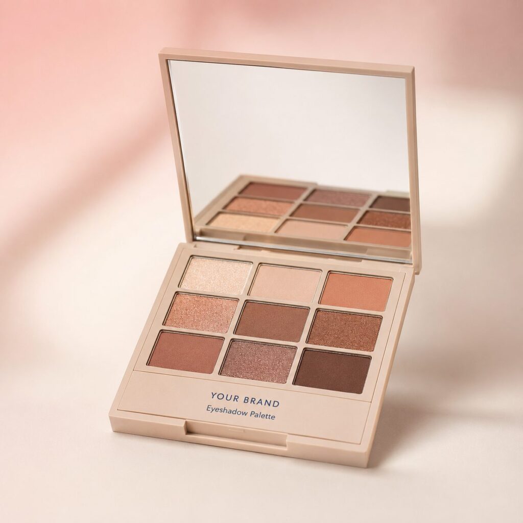 Private label 9 shade eyeshadow palette product mockup, OEM Malaysia