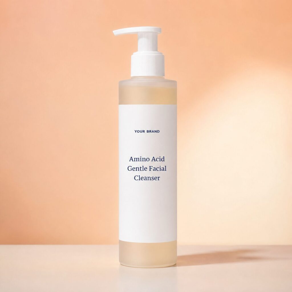 Private label amino acid gentle facial cleanser product mockup, OEM Malaysia