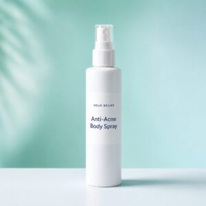 Private label anti acne body spray bacne product mockup, OEM Malaysia