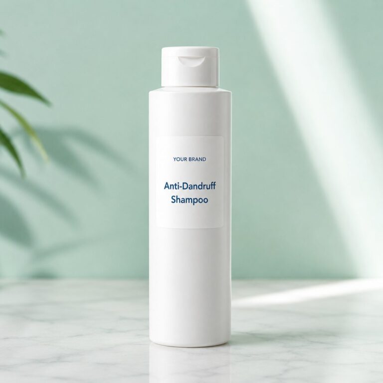 Private label anti dandruff shampoo piroctone olamine product mockup, OEM Malaysia