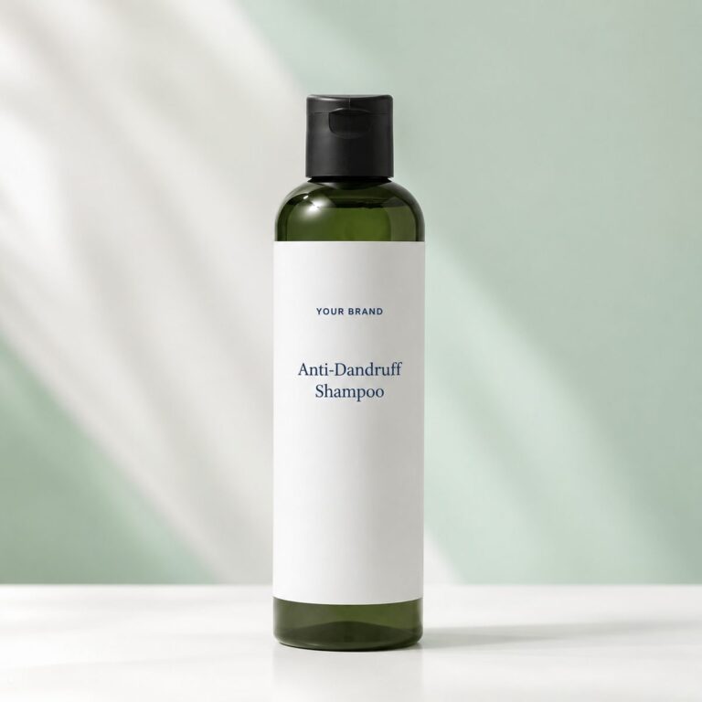 Private label anti dandruff shampoo zinc pyrithione product mockup, OEM Malaysia