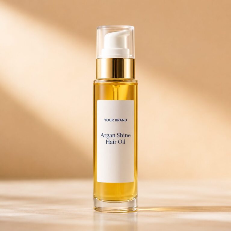 Private label argan shine hair oil product mockup, OEM Malaysia