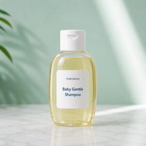 Private label baby gentle shampoo product mockup, OEM Malaysia