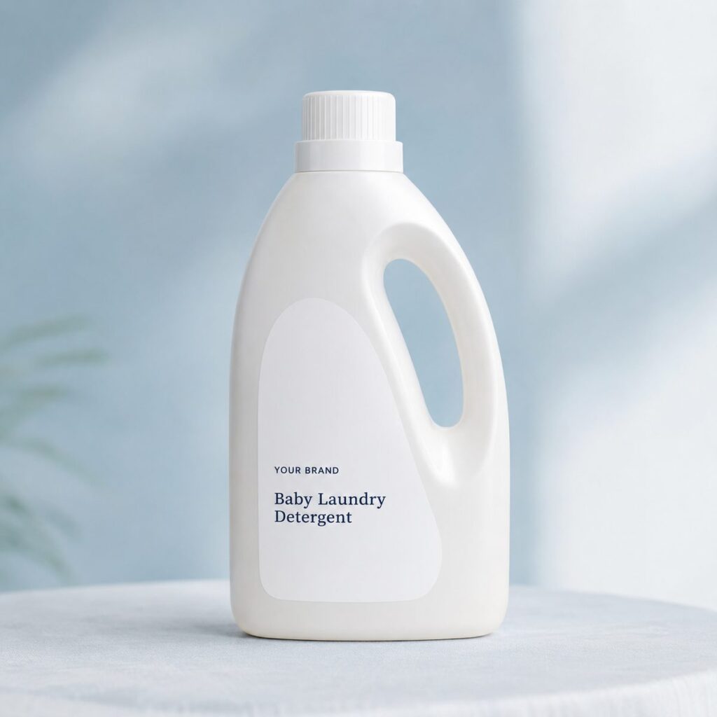 Private label baby laundry detergent gentle product mockup, OEM Malaysia