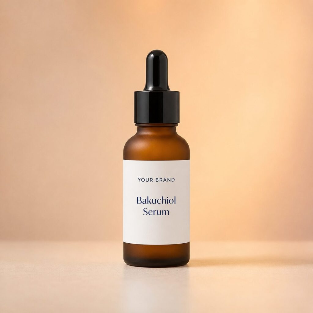 Private label bakuchiol gentle renewal serum product mockup, OEM Malaysia