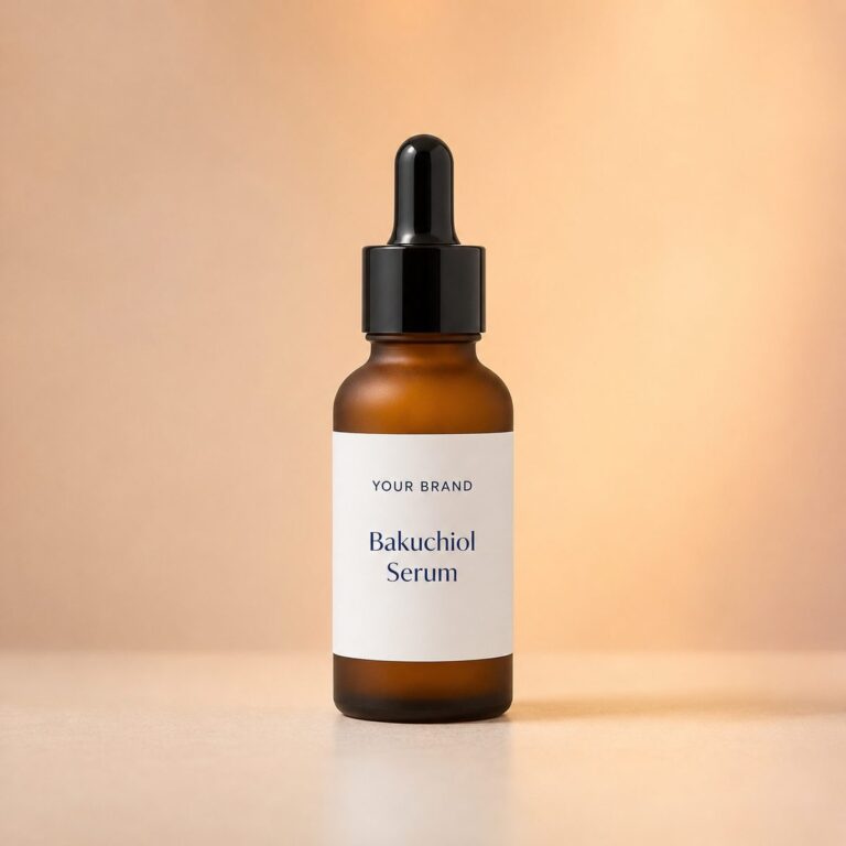 Private label bakuchiol gentle renewal serum product mockup, OEM Malaysia