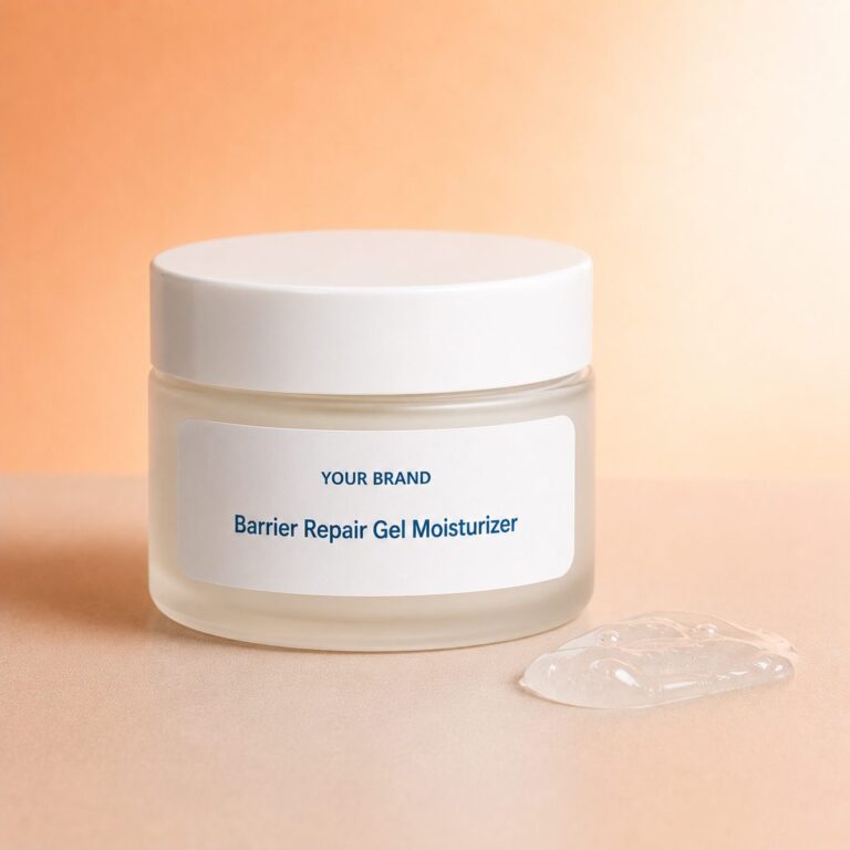 Private label barrier repair gel moisturizer product mockup, OEM Malaysia