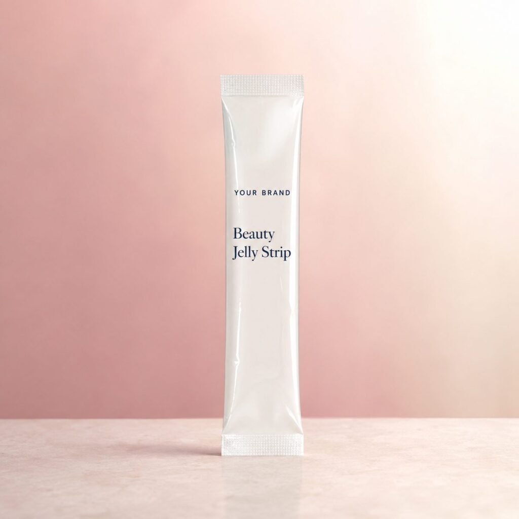 Private label beauty jelly strip mixed berry product mockup, OEM Malaysia