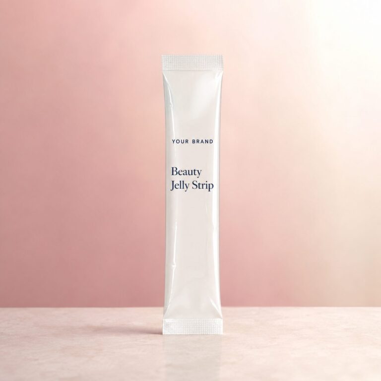 Private label beauty jelly strip mixed berry product mockup, OEM Malaysia
