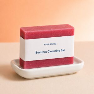 Private label beetroot cleansing bar product mockup, OEM Malaysia