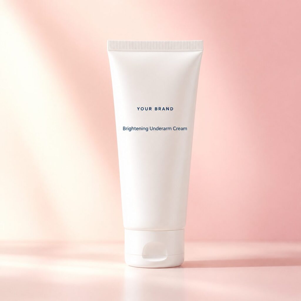 Private label brightening underarm cream product mockup, OEM Malaysia