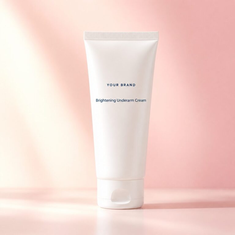 Private label brightening underarm cream product mockup, OEM Malaysia