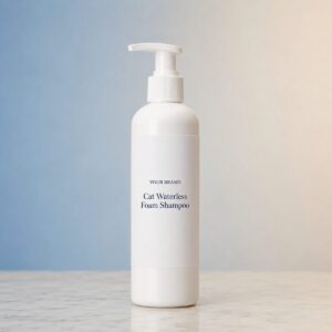 Private label cat waterless foam shampoo product mockup, OEM Malaysia