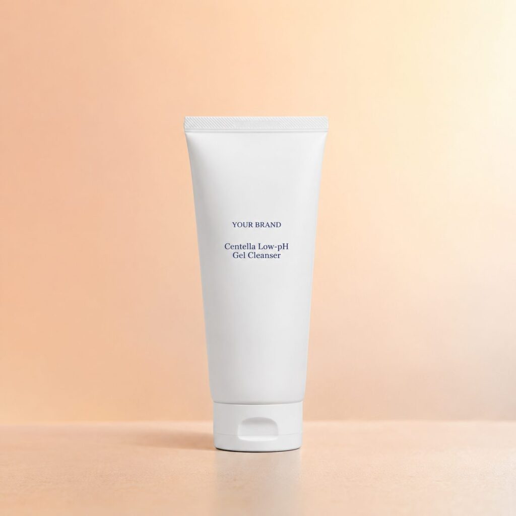 Private label centella low ph gel cleanser product mockup, OEM Malaysia
