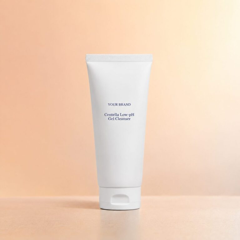 Private label centella low ph gel cleanser product mockup, OEM Malaysia