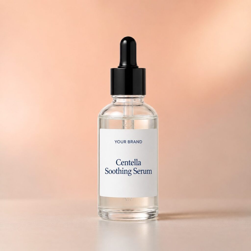 Private label centella soothing serum product mockup, OEM Malaysia