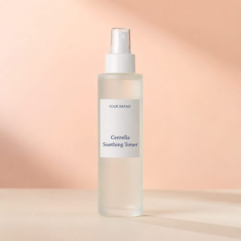 Private label centella soothing toner product mockup, OEM Malaysia