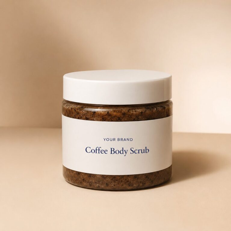 Private label coffee body scrub product mockup, OEM Malaysia