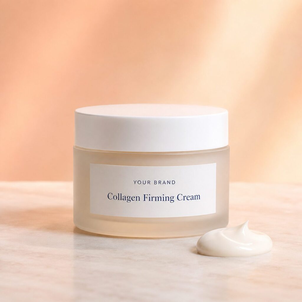 Private label collagen firming cream product mockup, OEM Malaysia