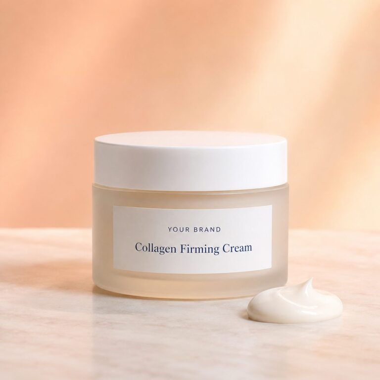 Private label collagen firming cream product mockup, OEM Malaysia