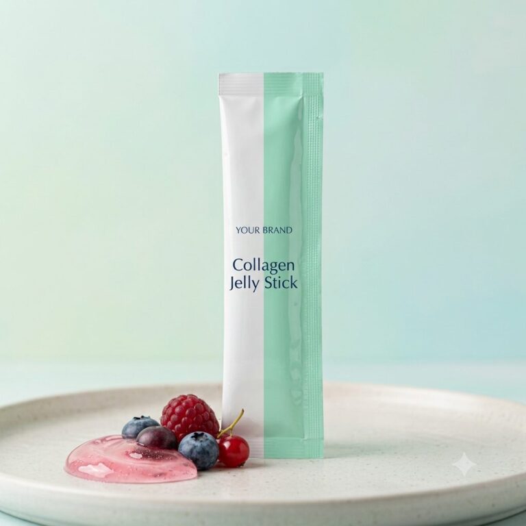 Private label halal collagen jelly stick sachet mockup, OEM Malaysia