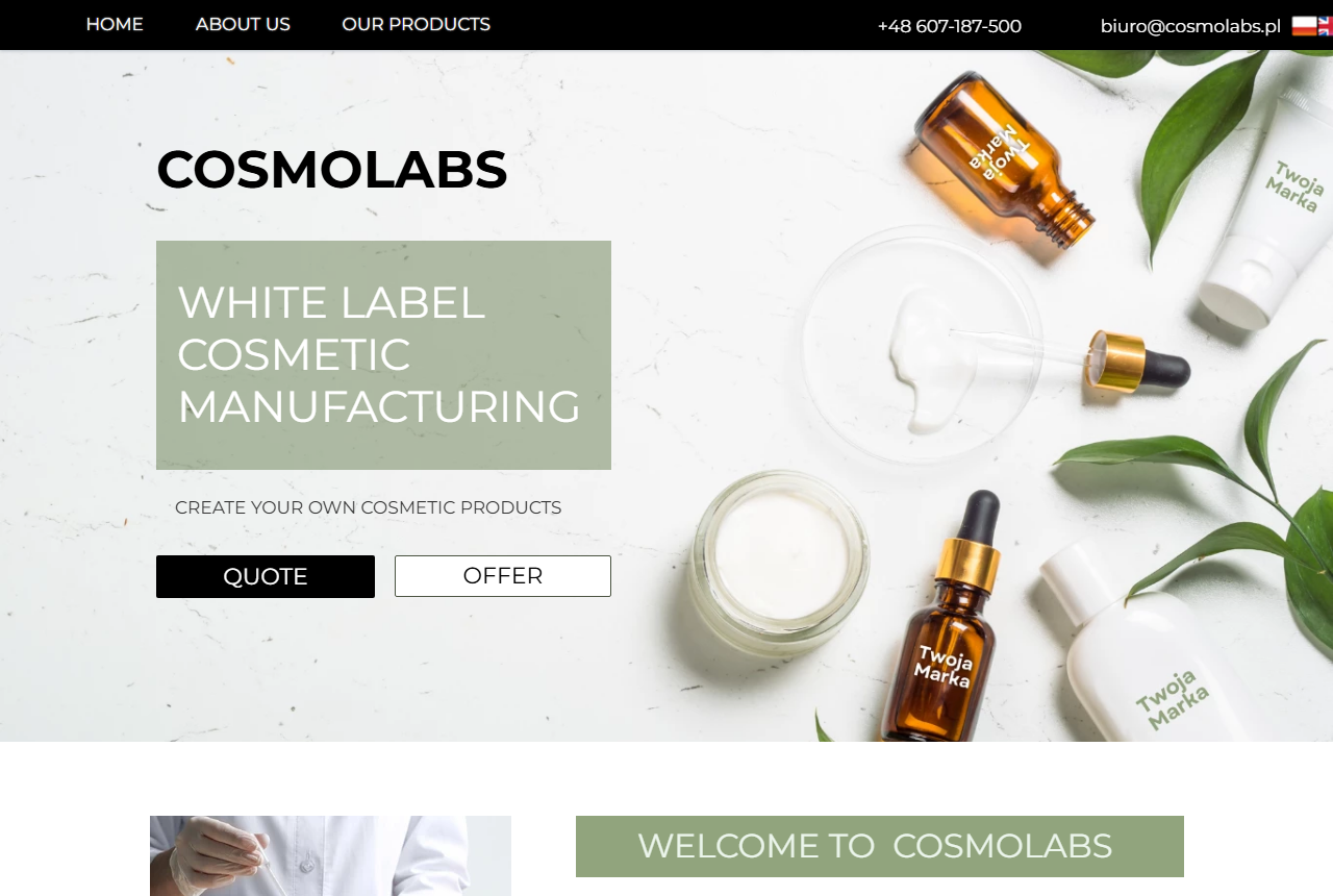 CosmoLabs contract cosmetics manufacturer website