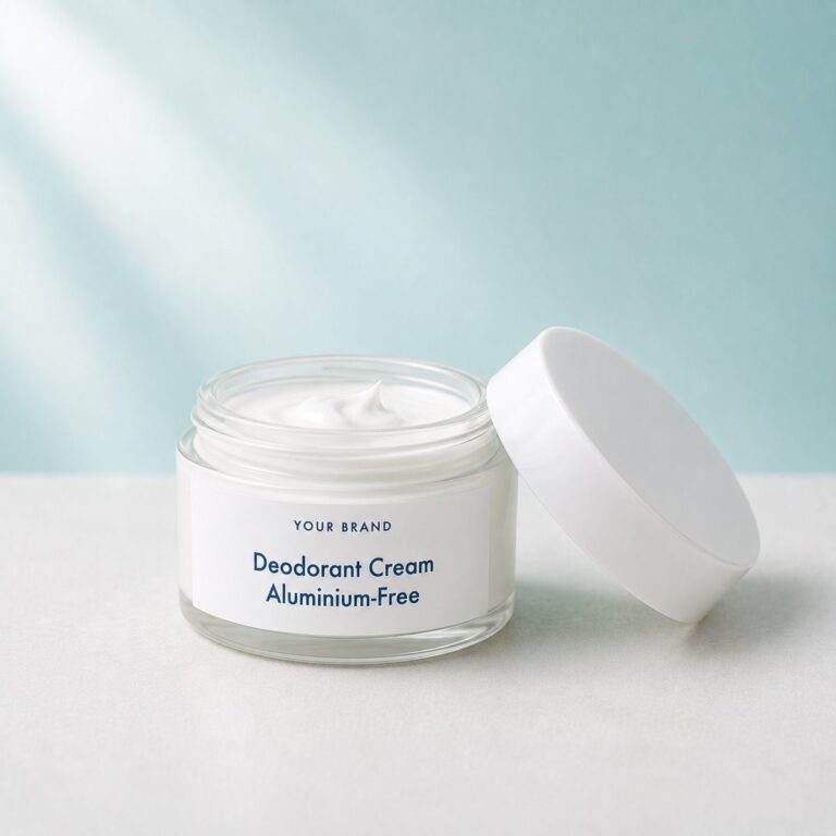 Private label deodorant cream aluminium free product mockup, OEM Malaysia