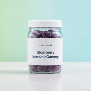 Private label elderberry immune gummy product mockup, OEM Malaysia