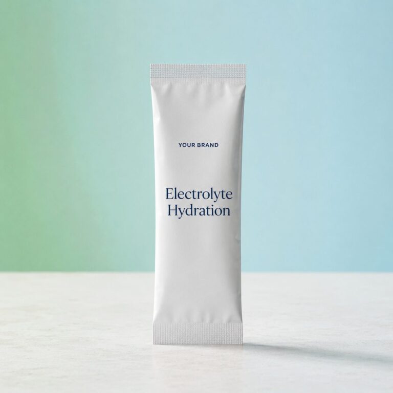 Private label electrolyte hydration powder product mockup, OEM Malaysia