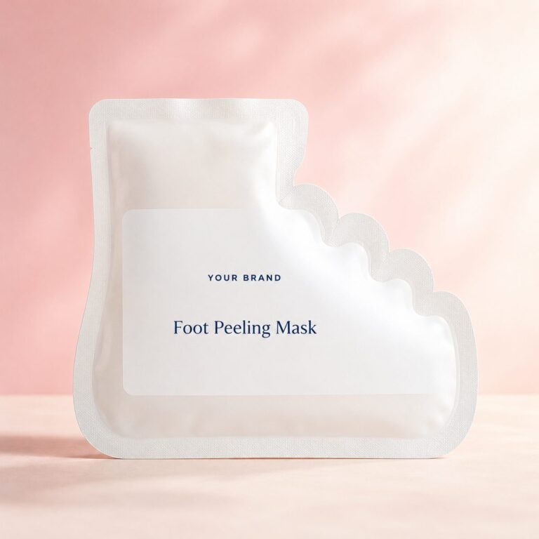 Private label foot peeling mask product mockup, OEM Malaysia