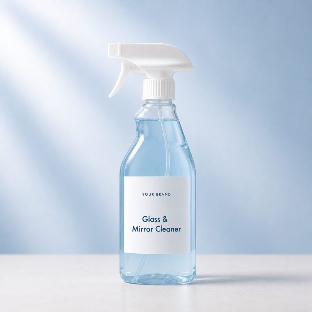 Private label glass and mirror cleaner product mockup, OEM Malaysia
