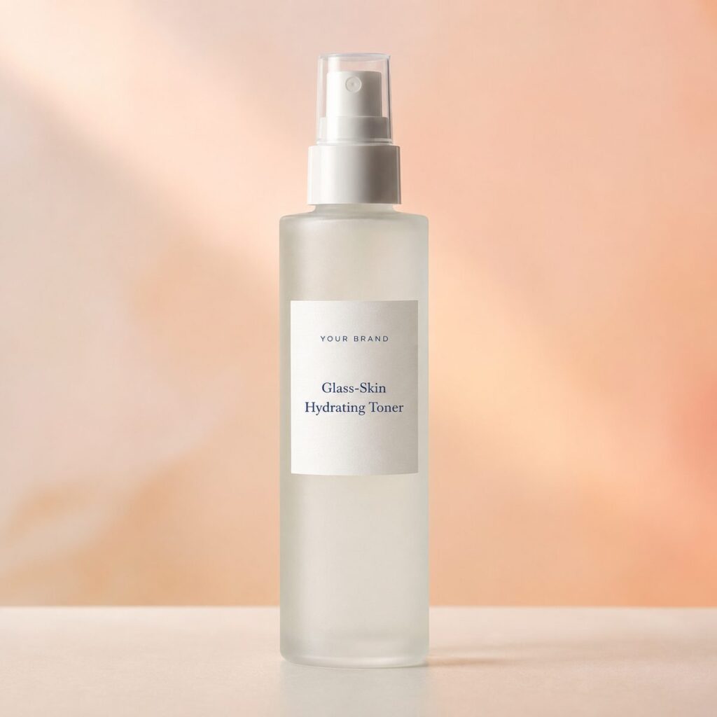 Private label glass skin hydrating toner product mockup, OEM Malaysia