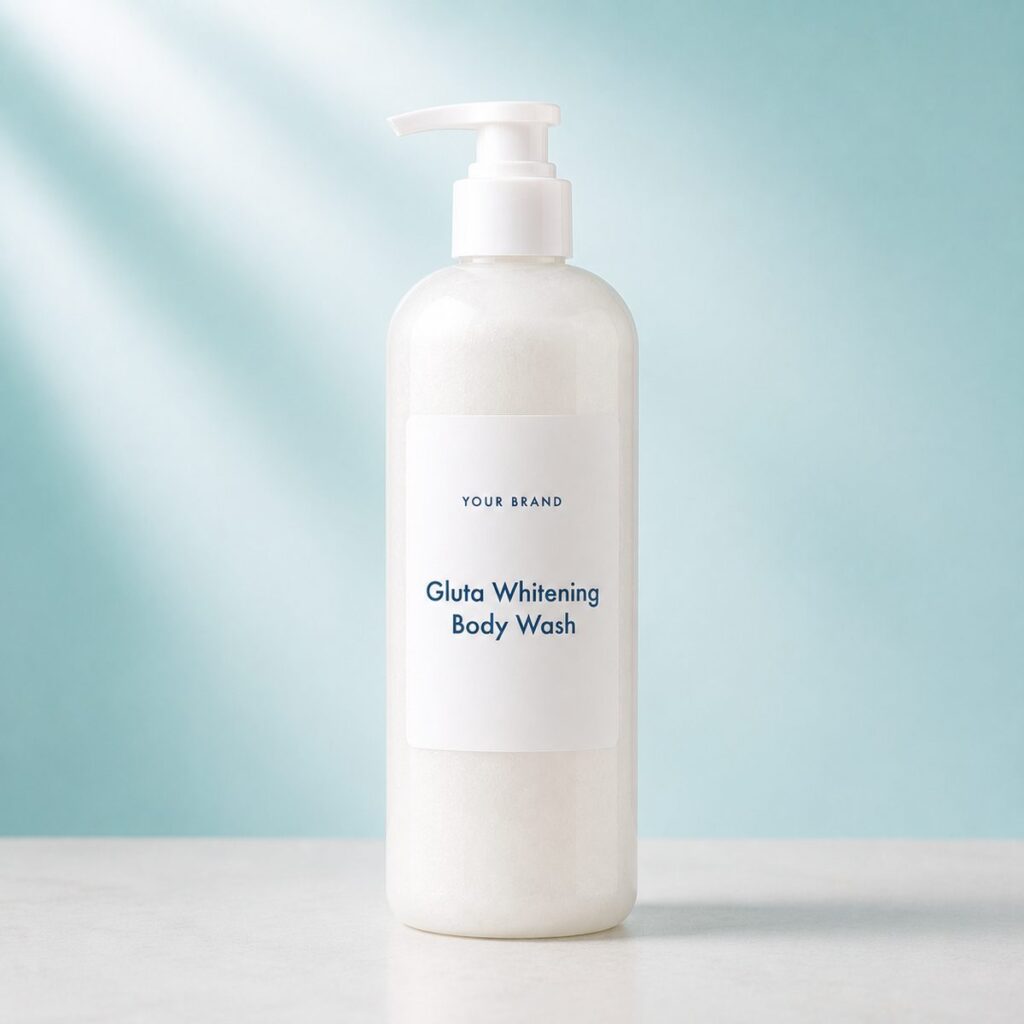 Private label gluta whitening body wash product mockup, OEM Malaysia