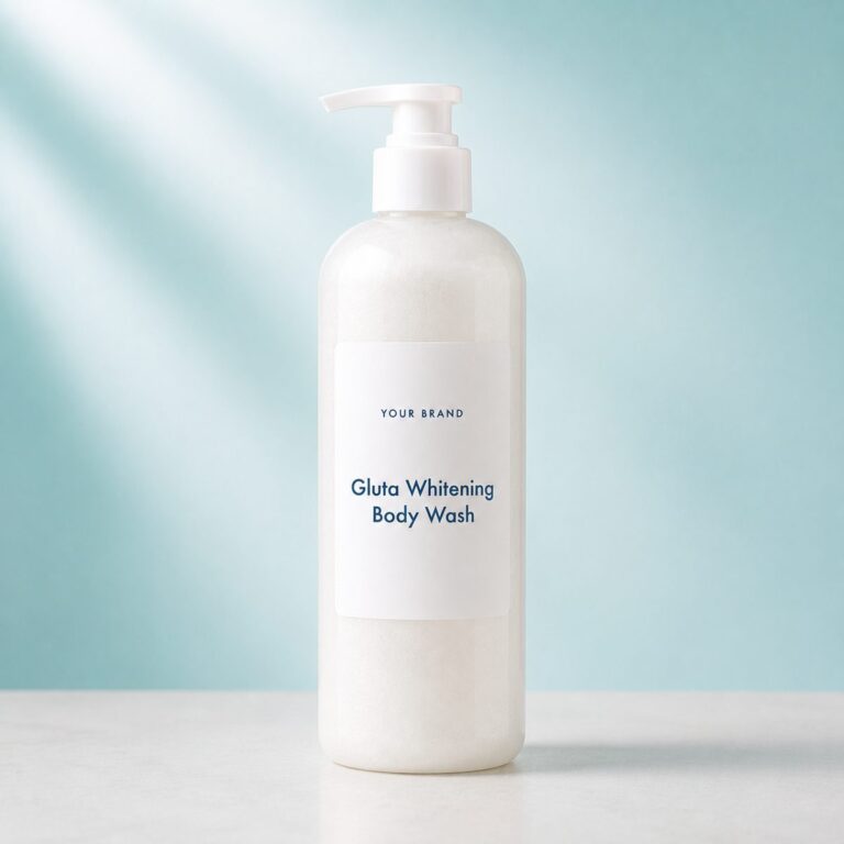 Private label gluta whitening body wash product mockup, OEM Malaysia
