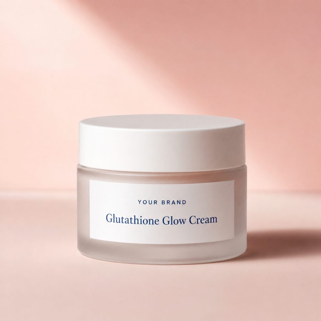 Private label glutathione glow cream product mockup, OEM Malaysia