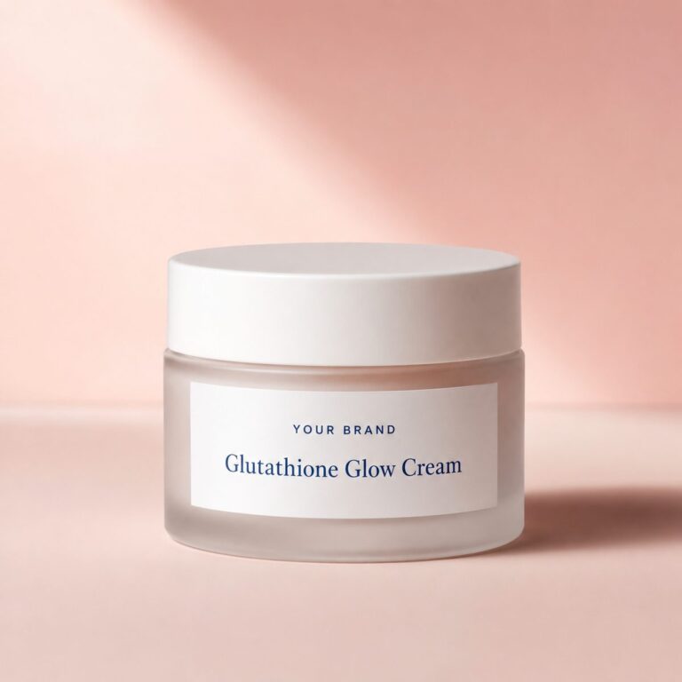 Private label glutathione glow cream product mockup, OEM Malaysia