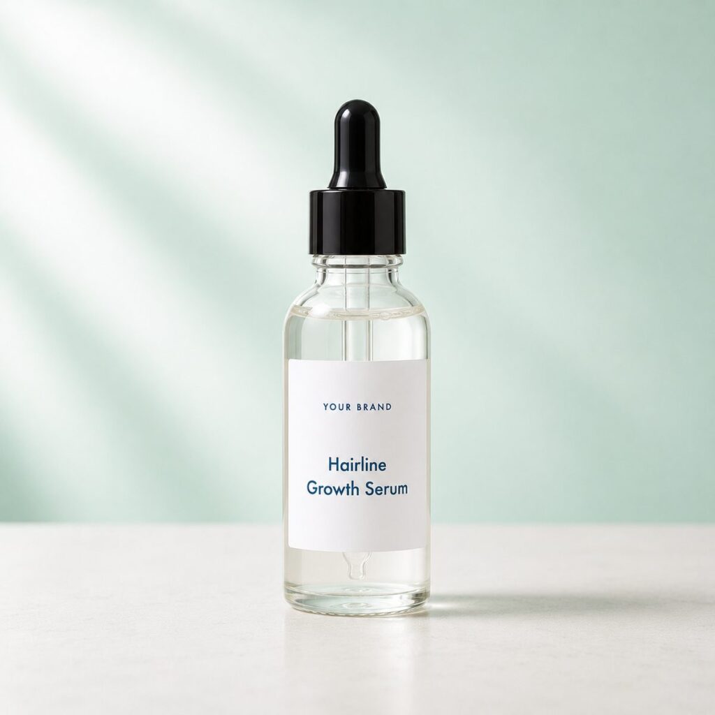 Private label hairline growth serum product mockup, OEM Malaysia