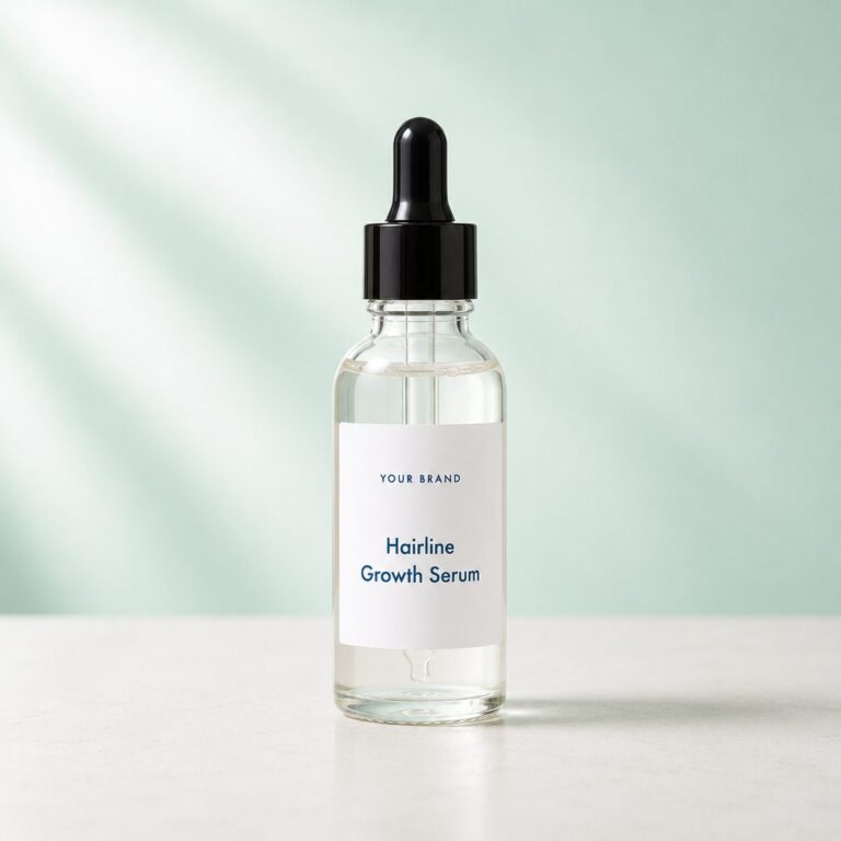 Private label hairline growth serum product mockup, OEM Malaysia