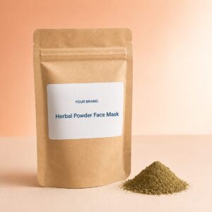Private label herbal powder face mask product mockup, OEM Malaysia