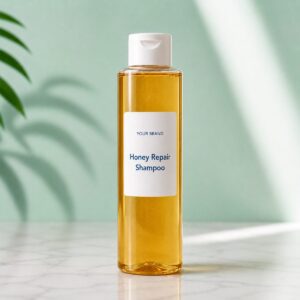 Private label honey repair shampoo product mockup, OEM Malaysia