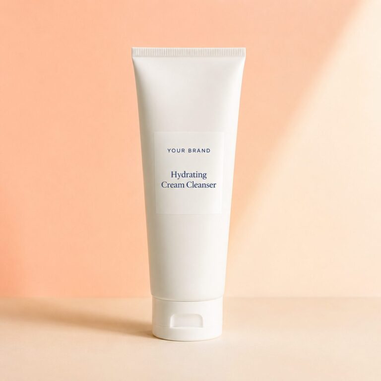 Private label hydrating cream cleanser dry skin product mockup, OEM Malaysia