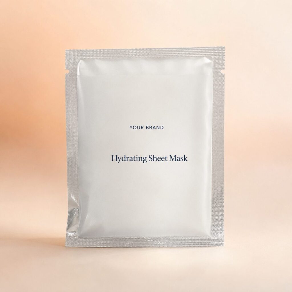 Private label hydrating sheet mask product mockup, OEM Malaysia