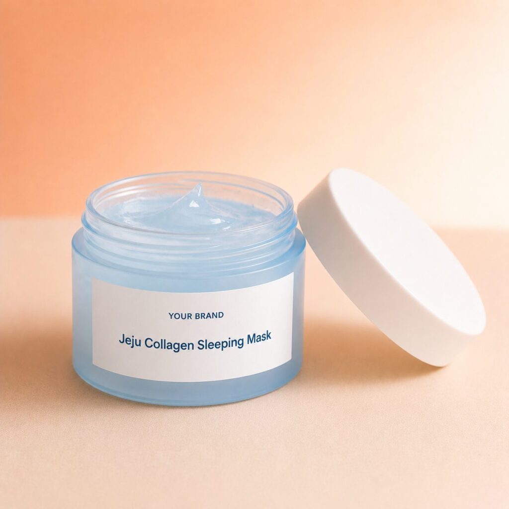 Private label jeju collagen sleeping mask product mockup, OEM Malaysia