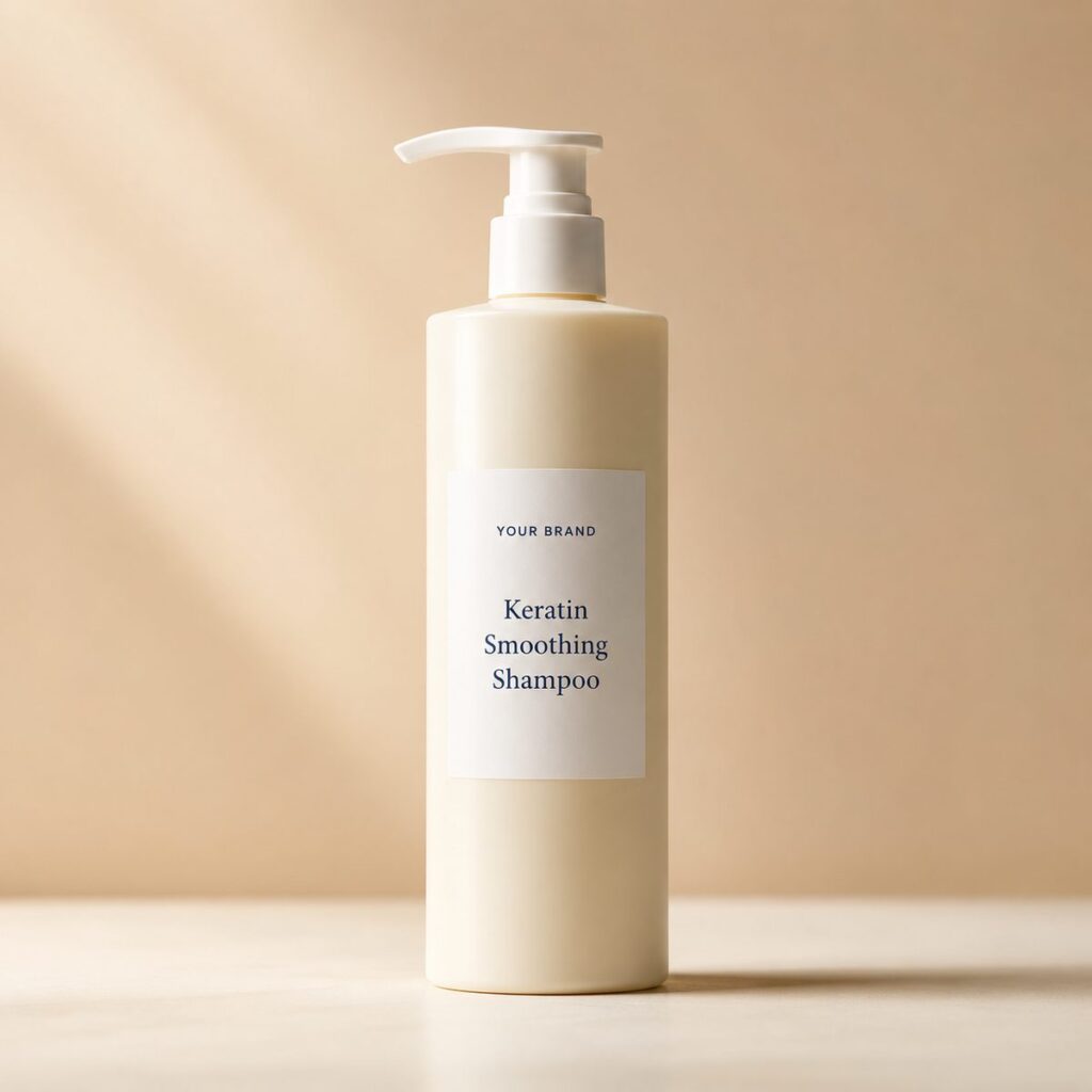 Private label keratin smoothing shampoo product mockup, OEM Malaysia