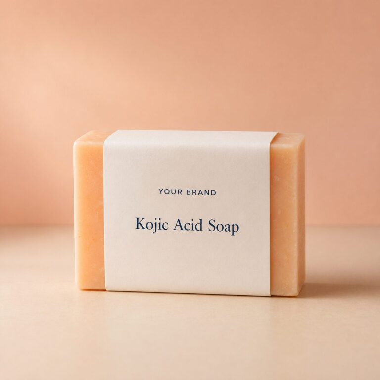 Private label kojic acid brightening soap product mockup, OEM Malaysia