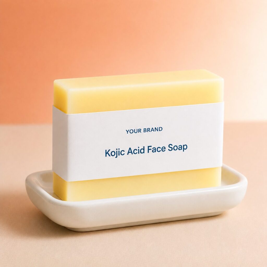 Private label kojic acid face soap product mockup, OEM Malaysia