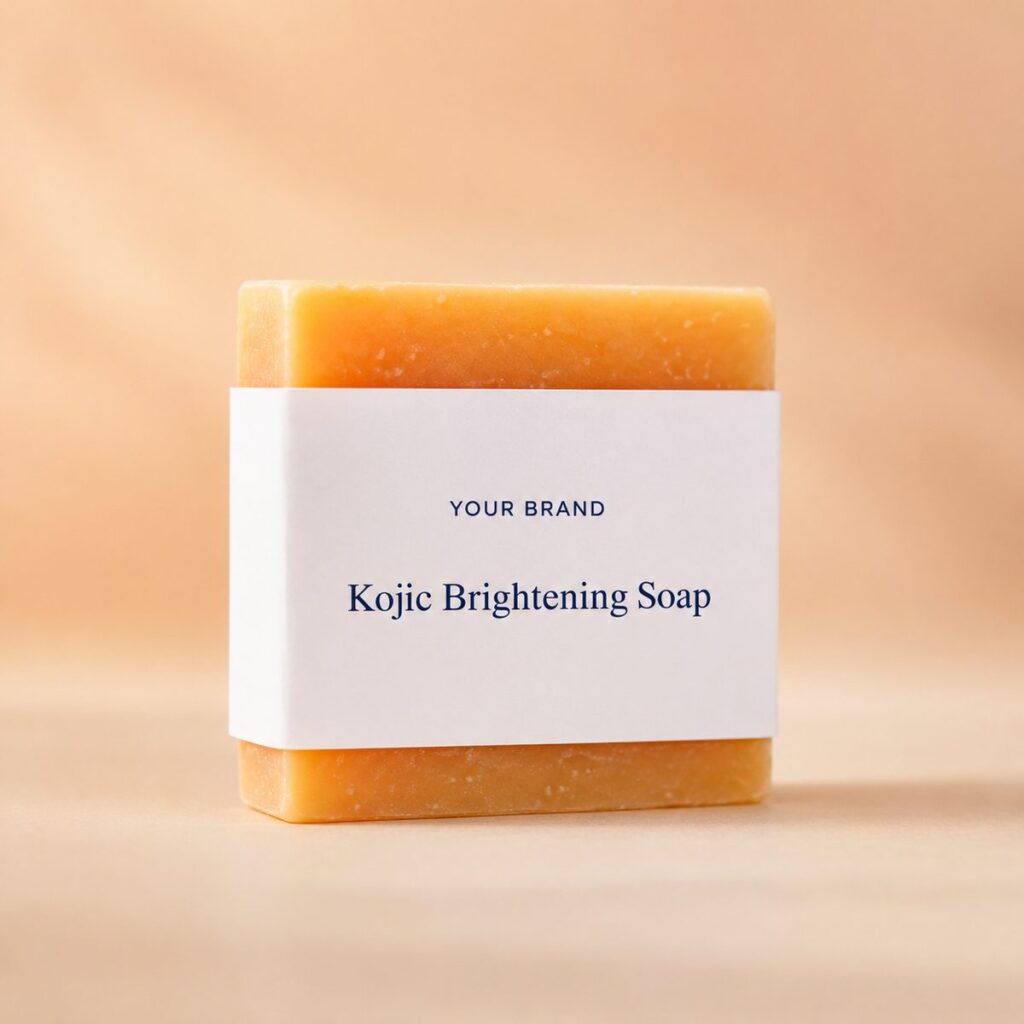 Private label kojic brightening bar soap product mockup, OEM Malaysia