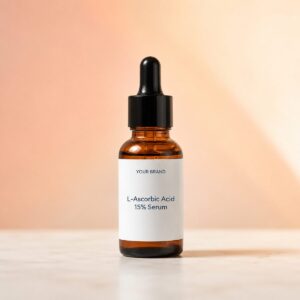 Private label l ascorbic acid 15 serum product mockup, OEM Malaysia