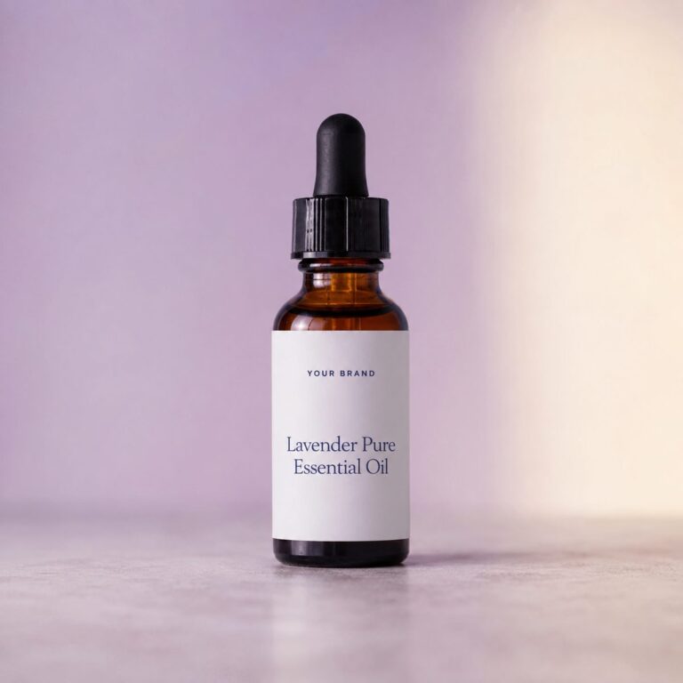 Private label lavender pure essential oil product mockup, OEM Malaysia