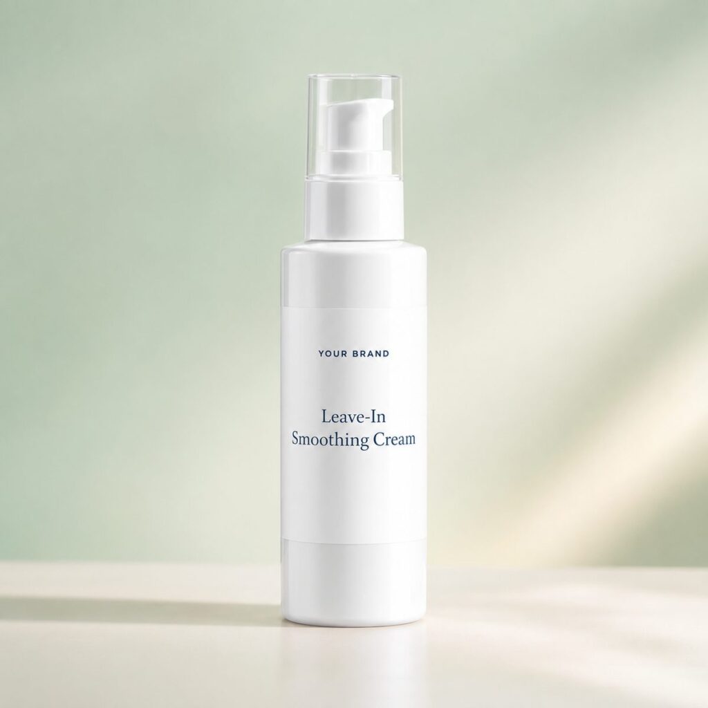 Private label leave in smoothing cream product mockup, OEM Malaysia